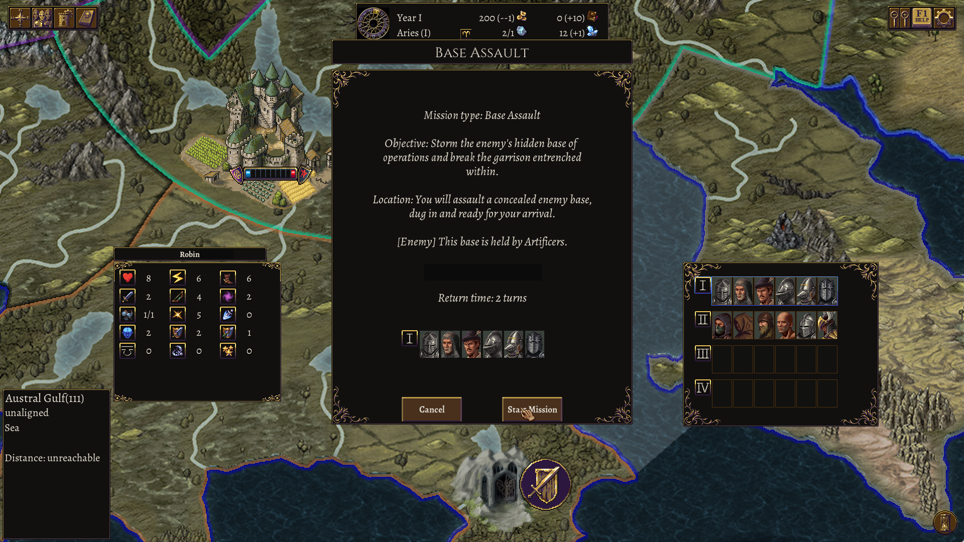 Base assault mission briefing over the strategic map